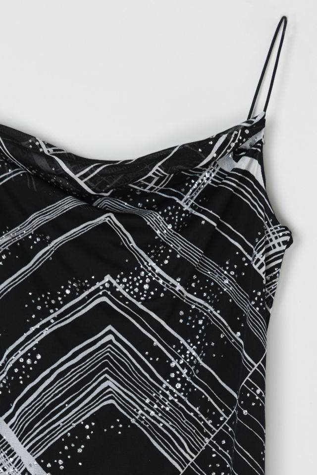 Vintage Y2k Glittered Printed Midi Slip Dress #1