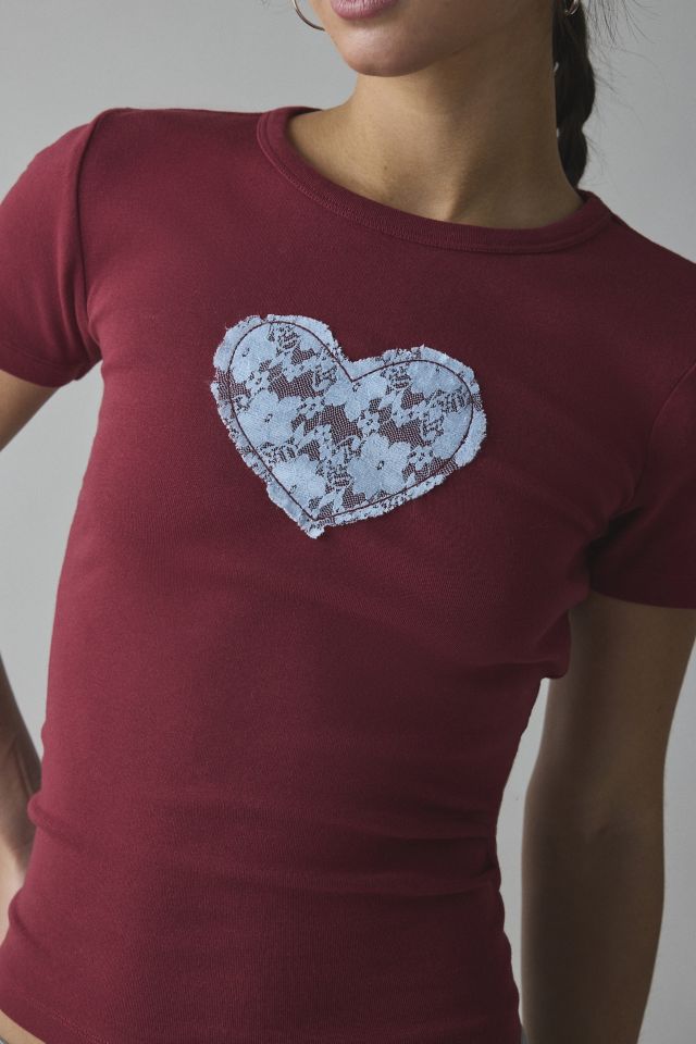 Lace Heart Applique Graphic Baby Tee #2