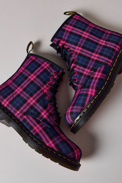 Dr. Martens' 1460 Tartan Lace Up Boots In Pink
