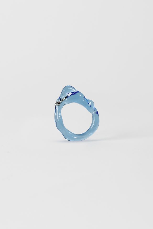 Rain and Rivers Handmade Single Pierced Glass Ring #1