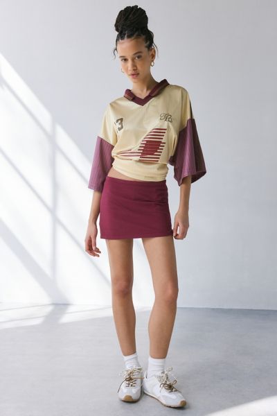 OUT FROM UNDER BEC SUPER LOW RISE MICRO SKORT IN MAROON, WOMEN'S AT URBAN OUTFITTERS 