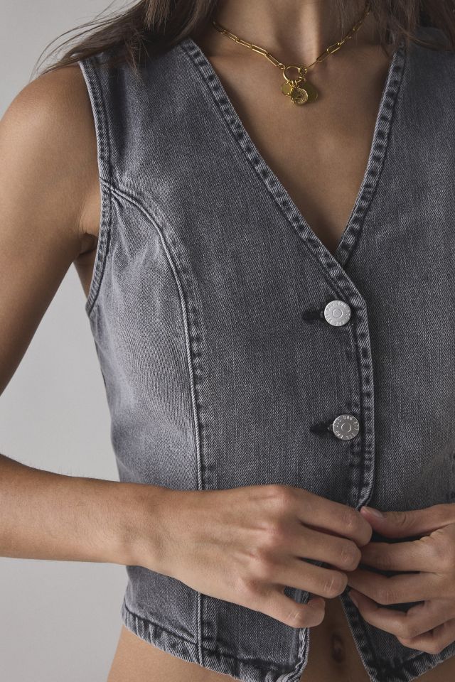 BDG Natasha Denim Button-Front Vest Top #2