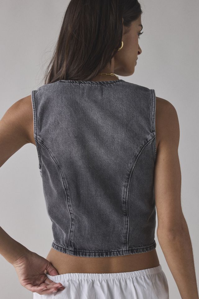 BDG Natasha Denim Button-Front Vest Top #3