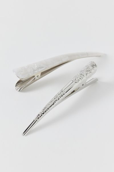 Urban Outfitters Metal Alligator Hair Clip Set In Silver, Women's At  In Silver