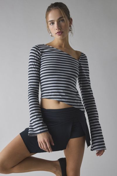 Motel Dalene Asymmetric Striped Long Sleeve Top