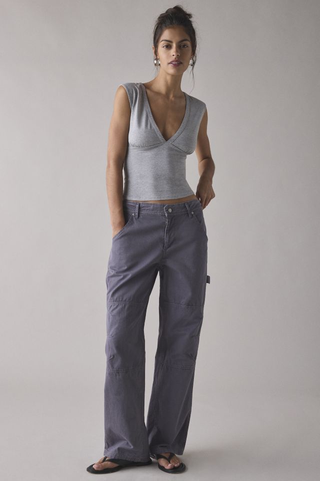 Motel Emberly Plunge Front Cropped Tank Top