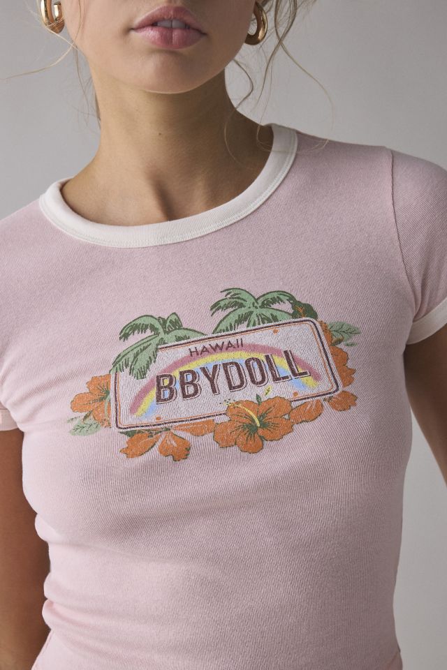 BDG Too Perfect Vanity License Plate Graphic Ringer Baby Tee #3