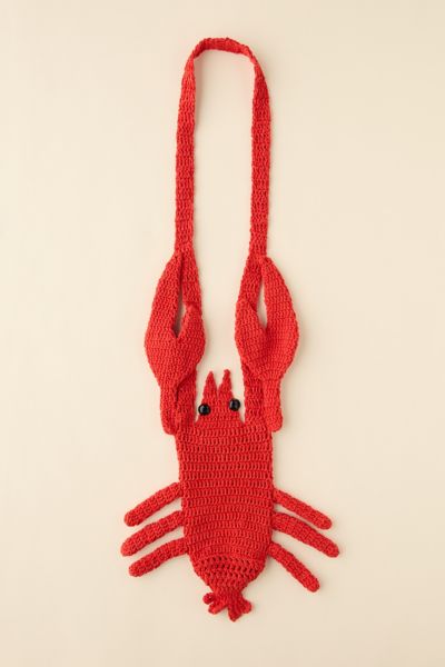Urban Outfitters Lobster Crochet Bottle Sling In Red Berry At