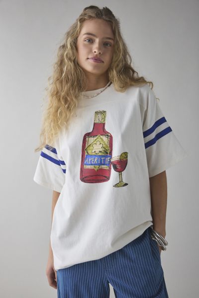 BDG ROWAN APEROL SPRITZ GRAPHIC OVERSIZED TEE IN IVORY, WOMEN'S AT URBAN OUTFITTERS 