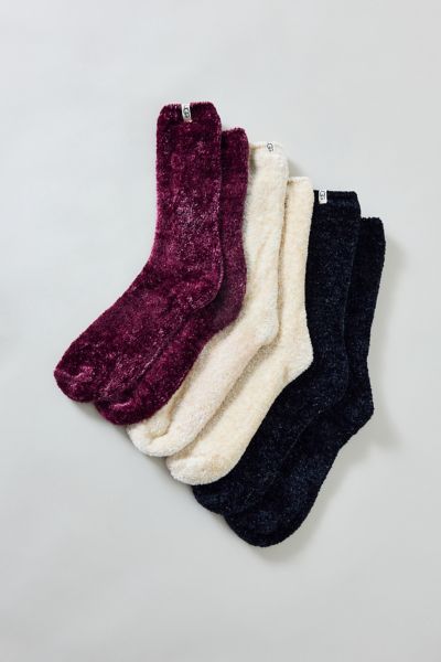 Ugg Leda Sparkle Cozy Sock 3-pack In Cream/wild Grape/black, Women's At Urban Outfitters In Multi