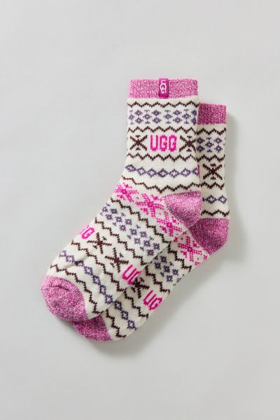 Ugg Cressida Cozy Quarter Crew Sock In Cream, Women's At Urban Outfitters In Multi