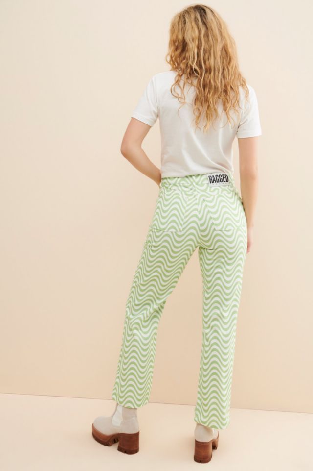 The Ragged Priest Lime Wave Printed Jeans #1