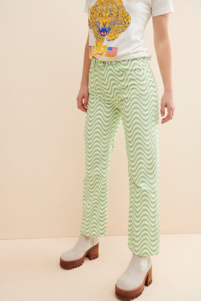 The Ragged Priest Lime Wave Printed Jeans #2