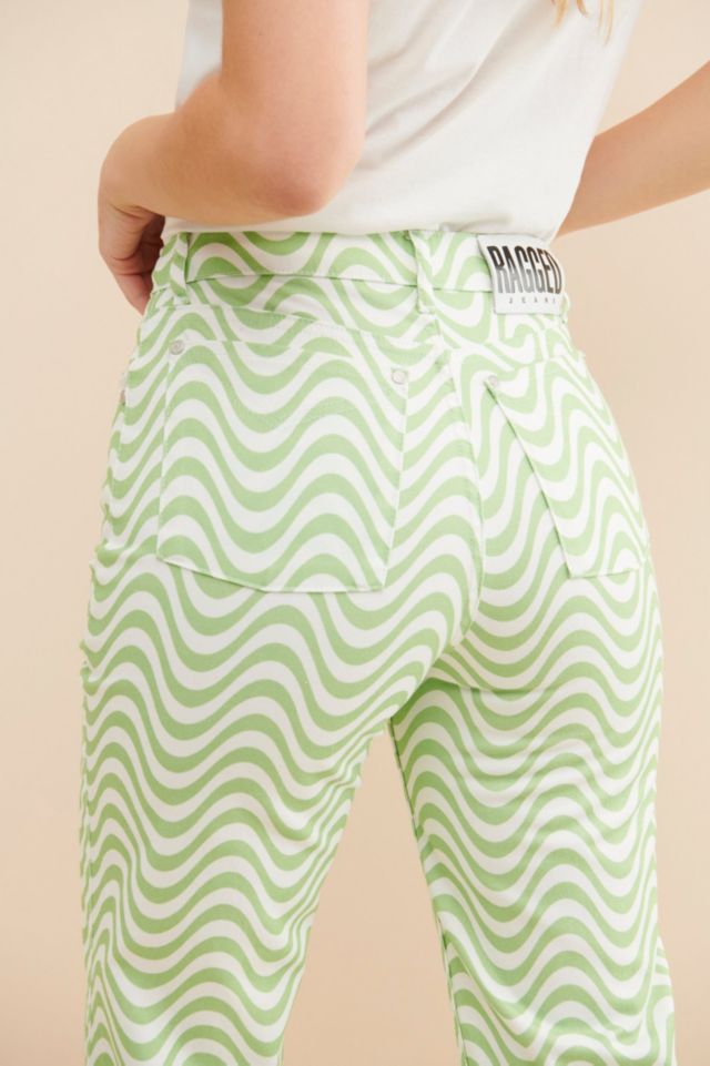 The Ragged Priest Lime Wave Printed Jeans #3
