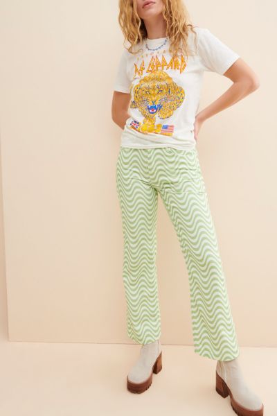 The Ragged Priest Lime Wave Printed Jeans