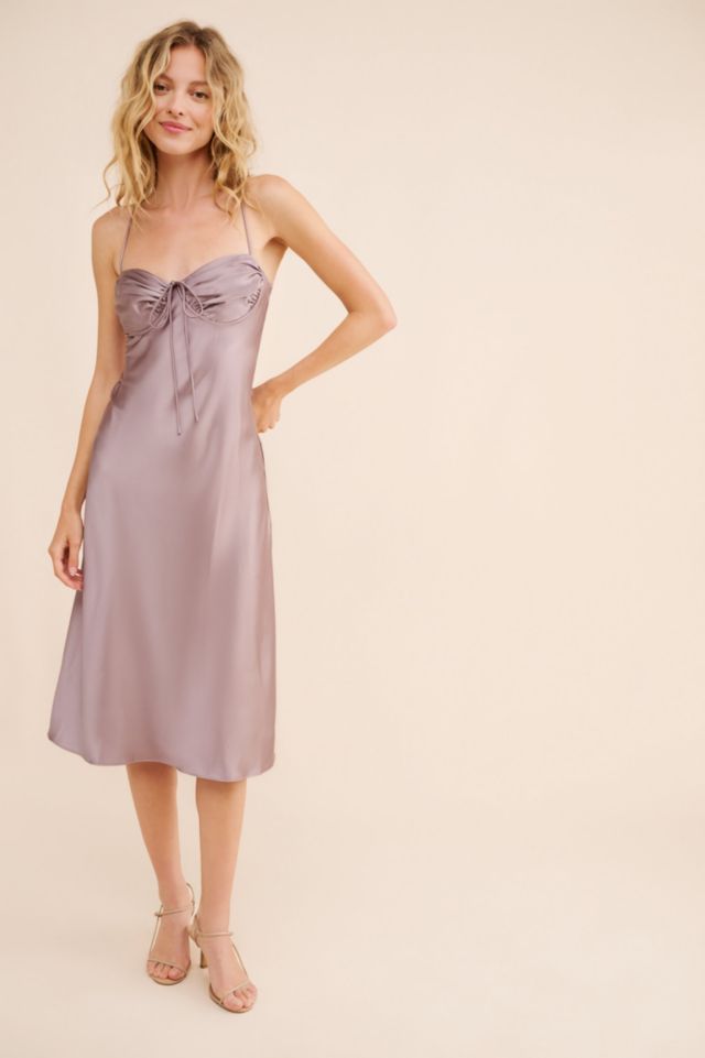 Rare London Pin Tuck Cup Detail Slip Midi Dress #3
