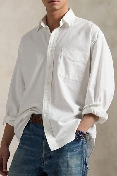 Vintage 1990's Polo Ralph Lauren Gabardine Smile Pocket Pearl Snap