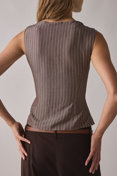 Motel Ganita Pinstripe Button-Front Vest Top #1