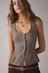 Motel Ganita Pinstripe Button-Front Vest Top