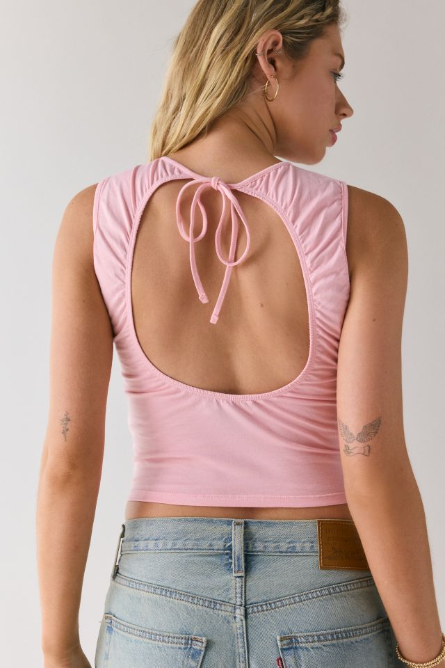 Motel Runaba Keyhole Cutout Tie-Back Cropped Tank Top #1