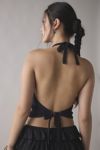 Motel Diana Watercolor Flower Mesh Open-Back Halter Top