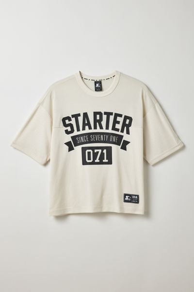 Starter Logo Graphic Football Jersey Tee In Cream, Men's At Urban Outfitters In White
