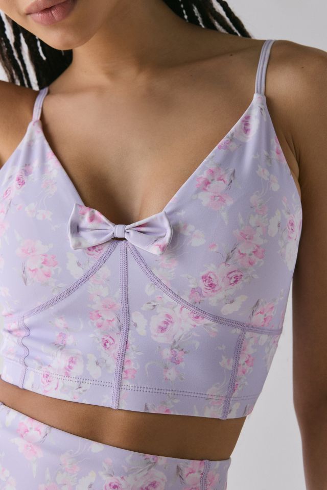 LoveShackFancy Ridgeson Bow Floral Sports Bra #2