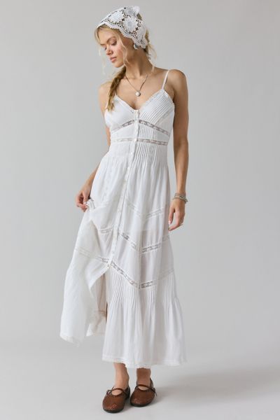 LoveShackFancy Esilda Lace Inset Cotton Midi Dress