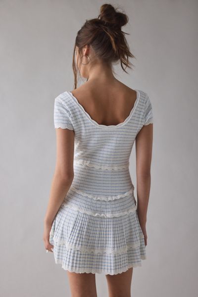 LoveShackFancy Elisavette Striped Stretch Knit Mini Dress