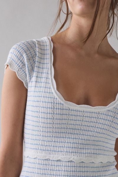 LoveShackFancy Elisavette Striped Stretch Knit Mini Dress