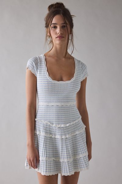 LoveShackFancy Elisavette Striped Stretch Knit Mini Dress