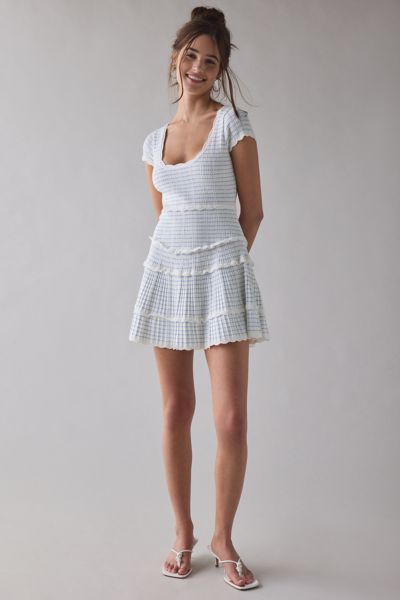 UO How Sweet Boatneck Drop Waist Knit Mini Dress