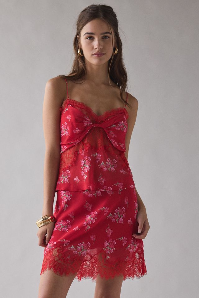 LoveShackFancy Belfast Lace-Trim Satin Cami #1