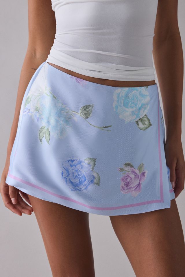LoveShackFancy Sapphira Satin Floral Wrap Mini Skort #1