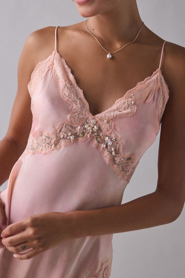 LoveShackFancy Nivola Lace Trim Slip Mini Dress #1