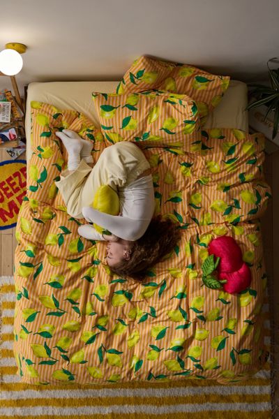 Fruit Print + Breezy Cotton Percale Bedding Set Bundle